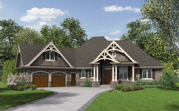 Craftsman gable pediments in architectural rendering - PVC Millwork